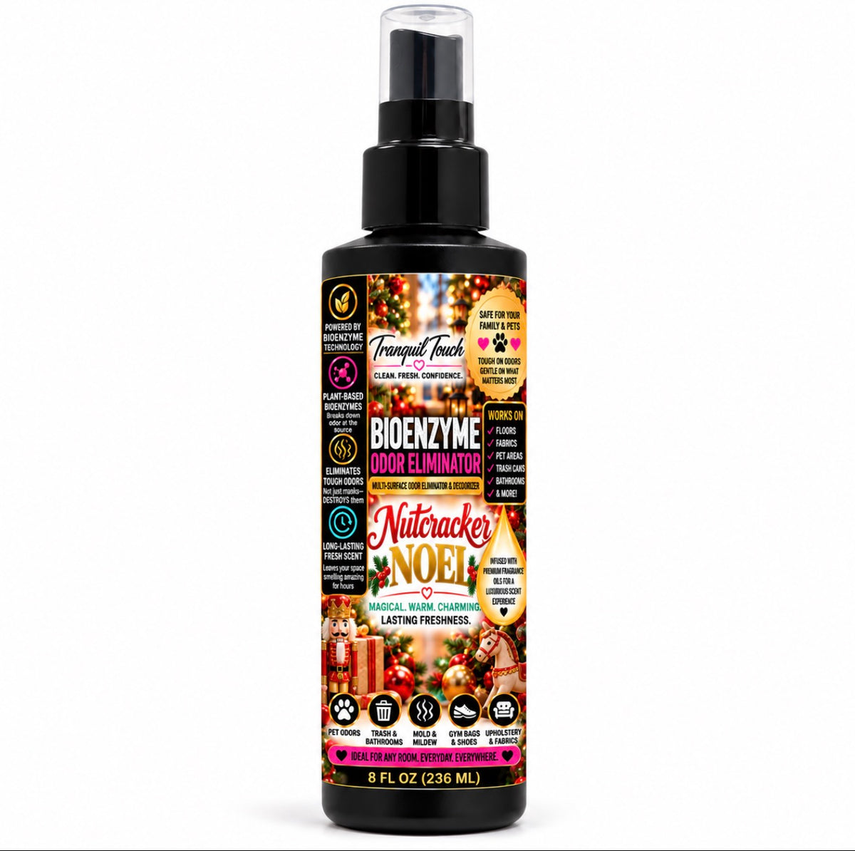 Tranquil Touch Luxury Bioenzyme Odor Eliminator – Multi-Surface Deodorizer for Floors, Fabrics, Pet Areas & More, 8 oz