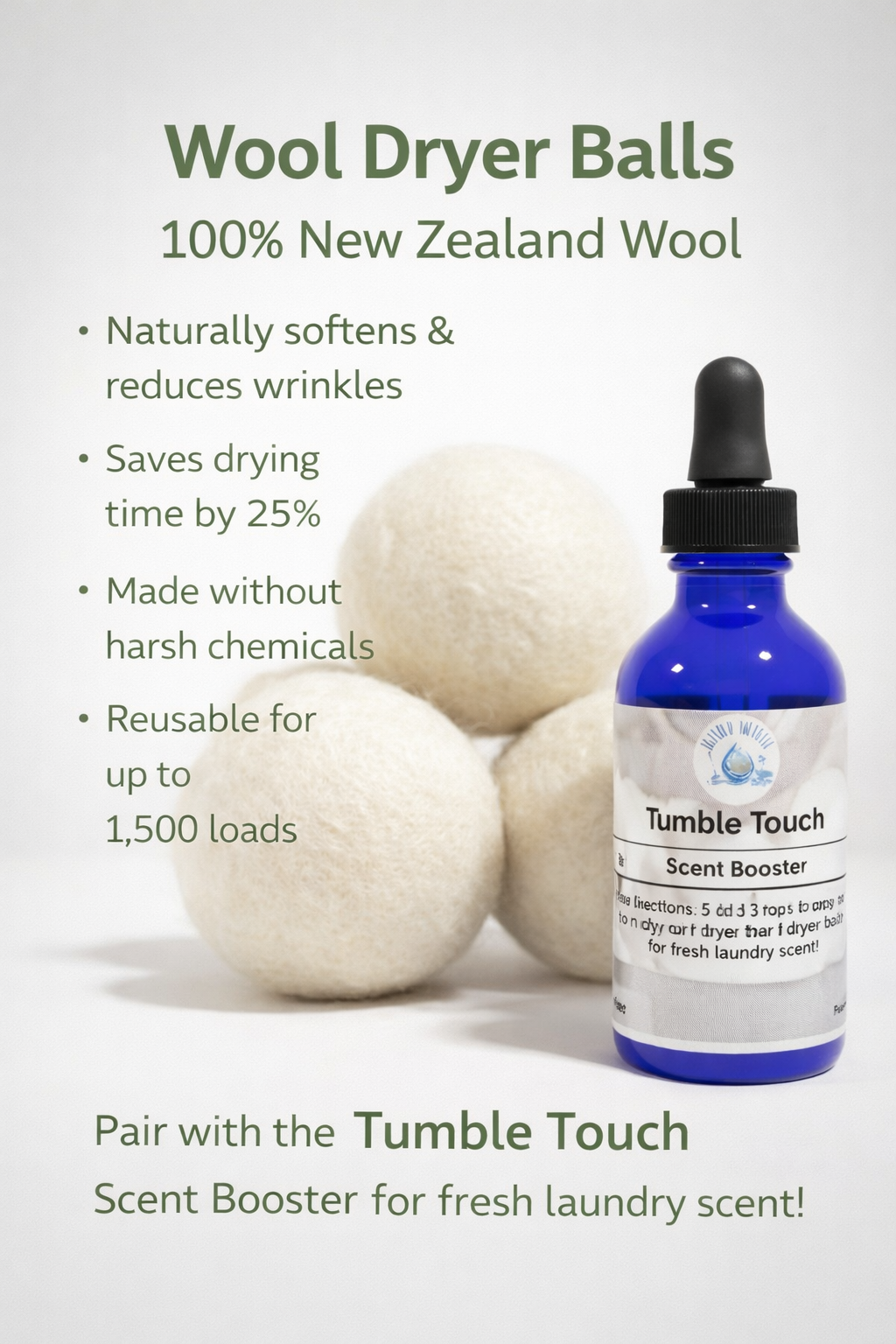 Tumble Touch– 3 XL Wool Dryer Balls