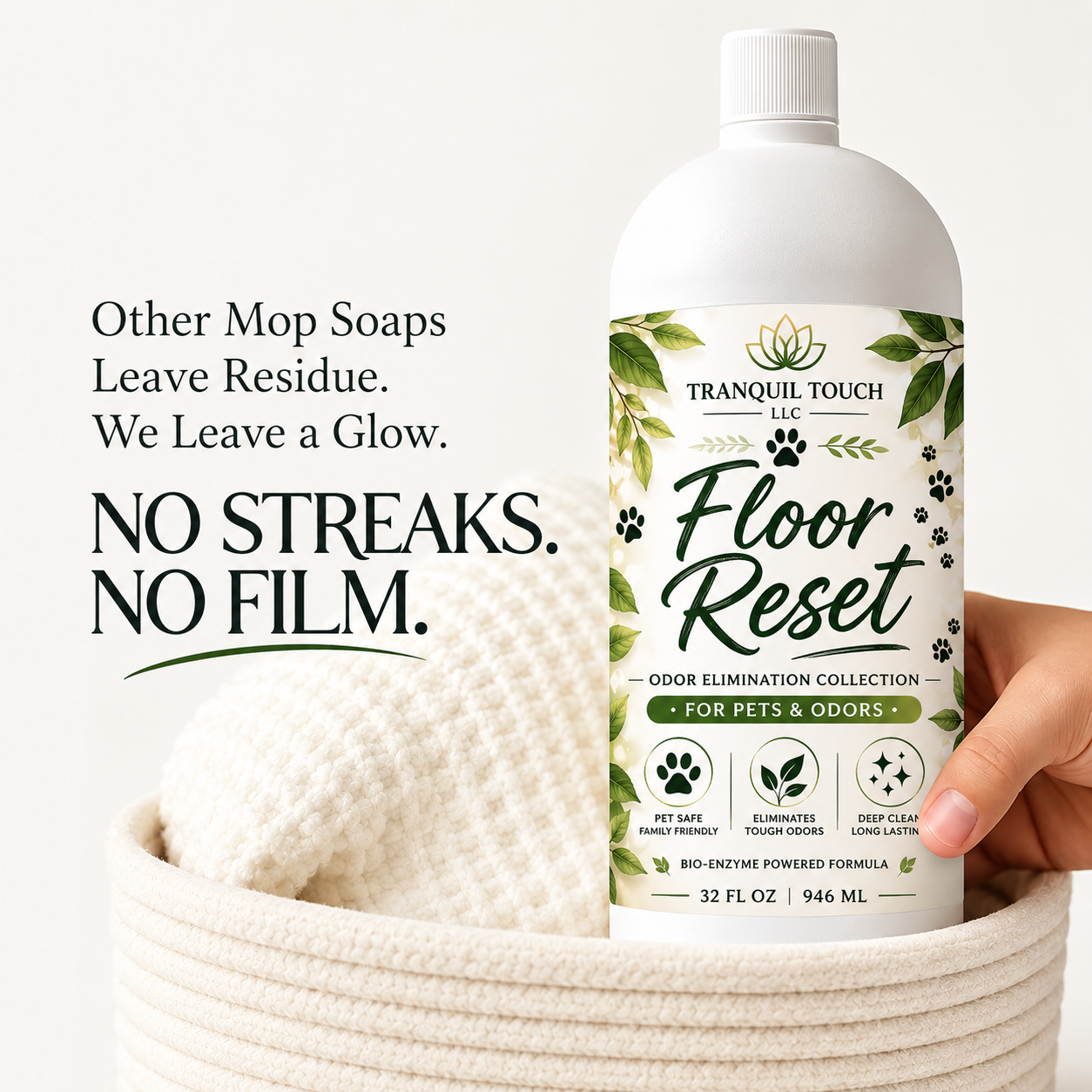 Floor Reset Bio Enzyme Odor Eliminating Mop Soap | Pet Odor Neutralizer | Deep Cleaning Concentrate | Safe for Sealed Hard Floors | 32 oz