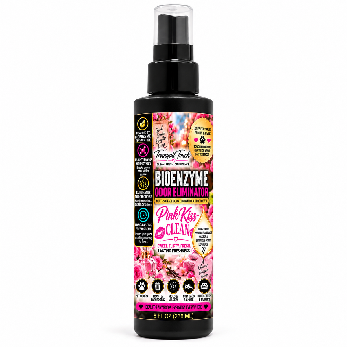 Tranquil Touch Luxury Bioenzyme Odor Eliminator – Multi-Surface Deodorizer for Floors, Fabrics, Pet Areas & More, 8 oz