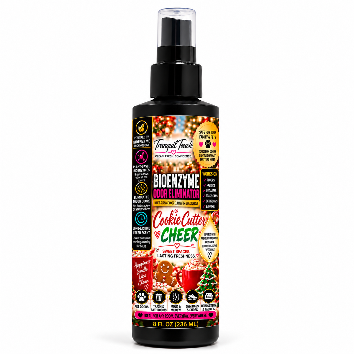 Tranquil Touch Luxury Bioenzyme Odor Eliminator – Multi-Surface Deodorizer for Floors, Fabrics, Pet Areas & More, 8 oz