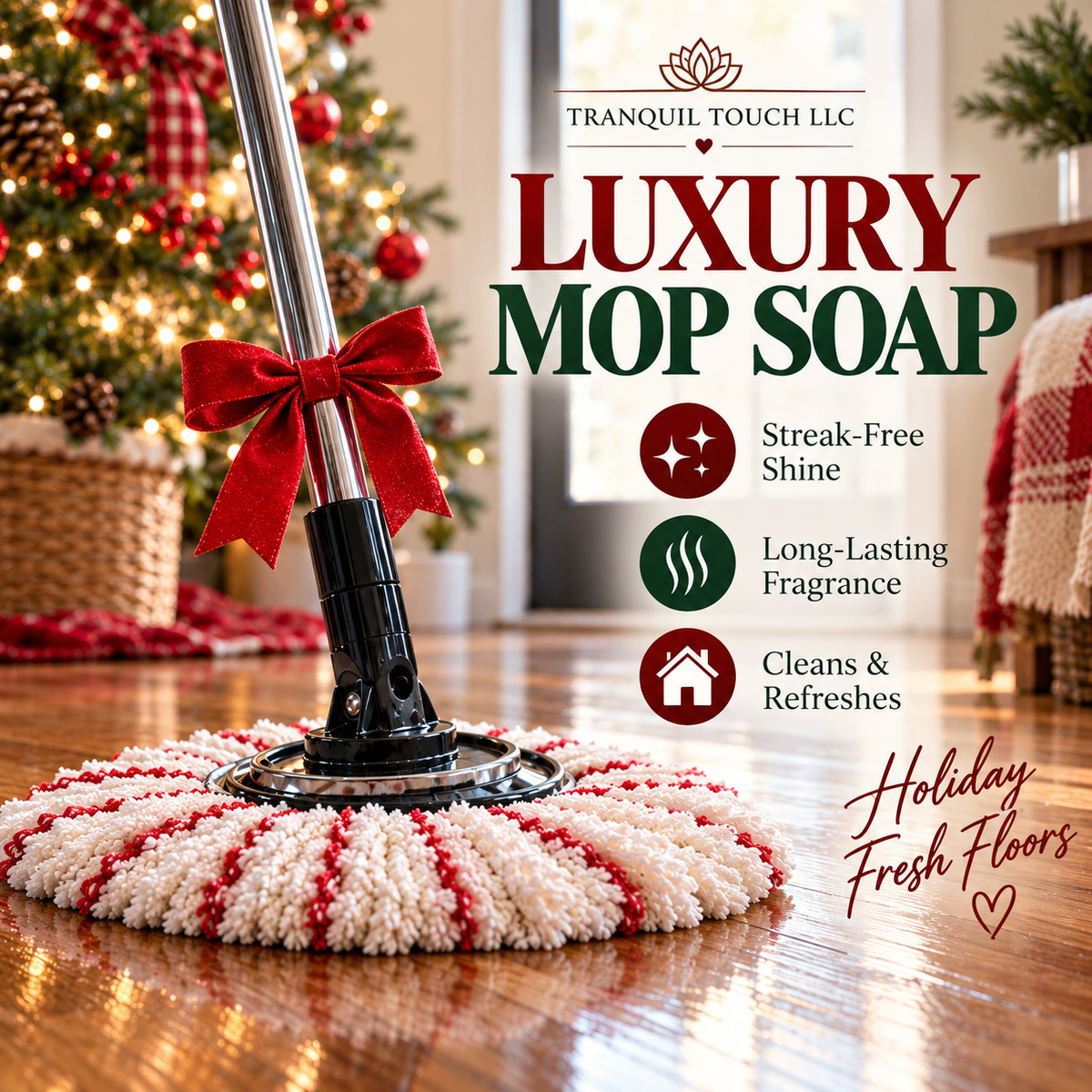 Tranquil Touch Grinch Christmas Mop Soap – Holiday Scented Floor Cleaner, 32 oz 🎄💚