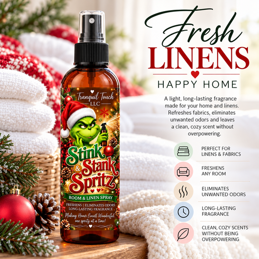 Tranquil Touch Room & Linen Spray – Long-Lasting Home Fragrance Mist, Multiple Scents, Holiday Home